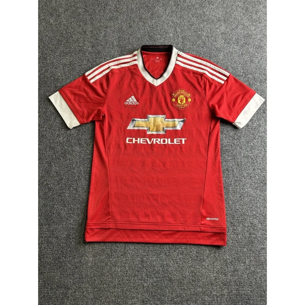 Mens 2015-16 Adidas Manchester United Home Soccer Jersey Red, Size S